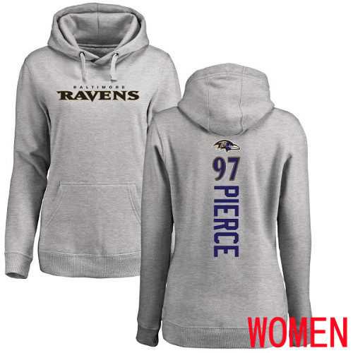 Baltimore Ravens Ash Women Michael Pierce Backer NFL Football #97 Pullover Hoodie Sweatshirt
